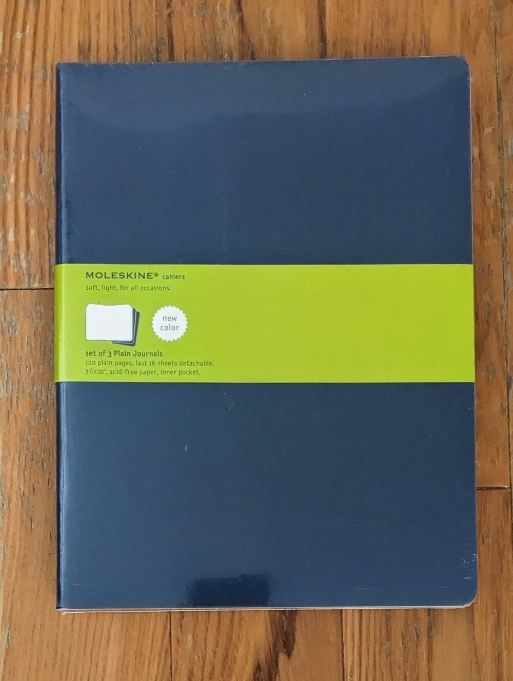 Moleskine Cahiers Set Of 3 Plain Journals 7.5" x 10" Blue Notebook Brand New